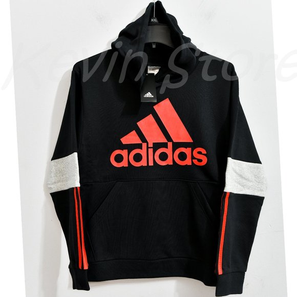 Adidas Boys'‎ Youth Pullover Fleece Hoodies BLACK - Picture 1 of 8